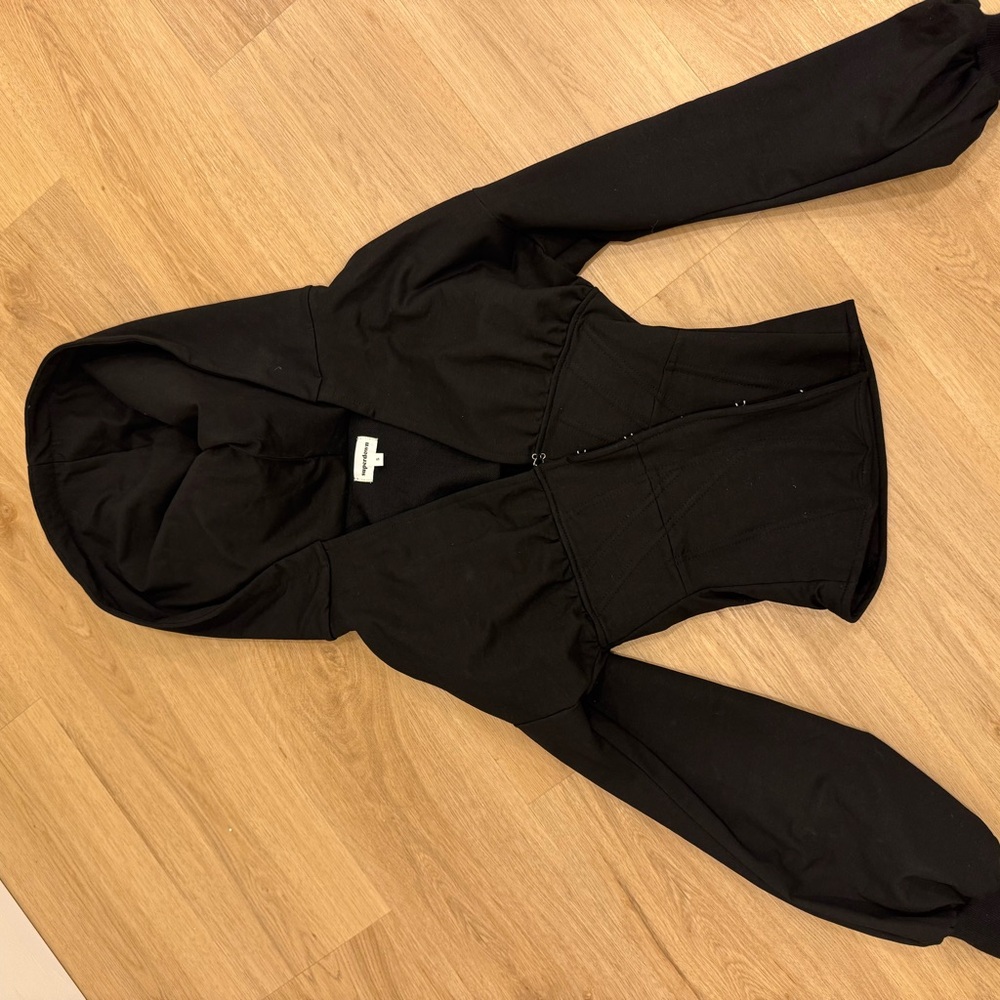 Superdown Black Utility Jacket with Hood and Zipper